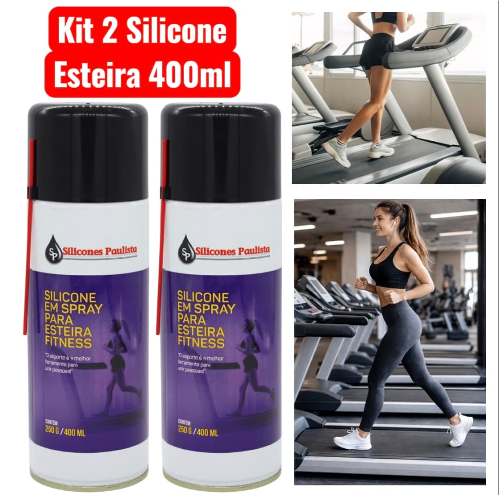 Kit 2 Silicone Spray 400ml Lubrificante para Esteira e Bicicleta - Silicones Paulista