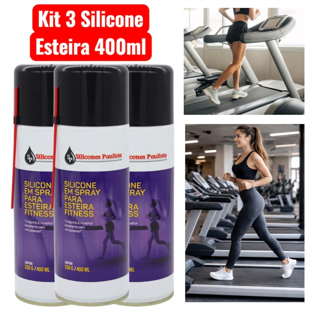 Kit 3 Spray Silicone 400ml para Esteira e Bicicleta - Silicones Paulista