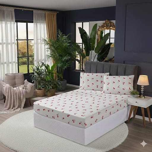 Jogo De Cama Lençol 3 Peças Algodão Percal Estampado Casal