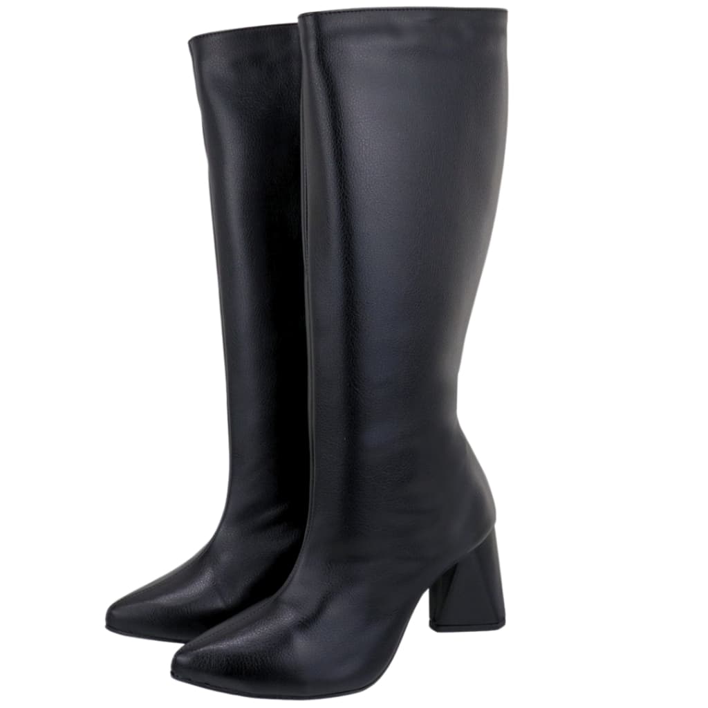 Bota Cano Longo Feminina Daniela Salto Alto Bico Fino Preta