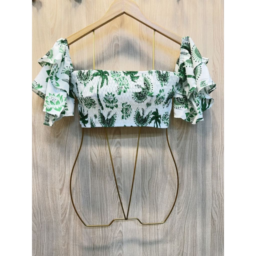 Cropped Blusinha Floral Feminina Moda Verao