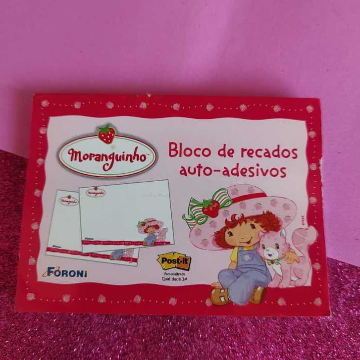 Bloco de Notas/Anotações Moranguinho Auto Adesivo Post It 40 Folhas Vintage Raro