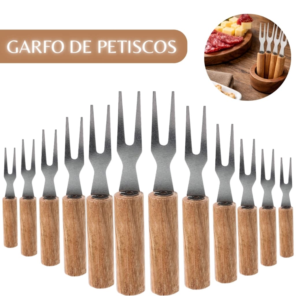 Conjunto de Garfo de Petiscos Mesa Posta Garfo de Frutas Queijos Churrasco