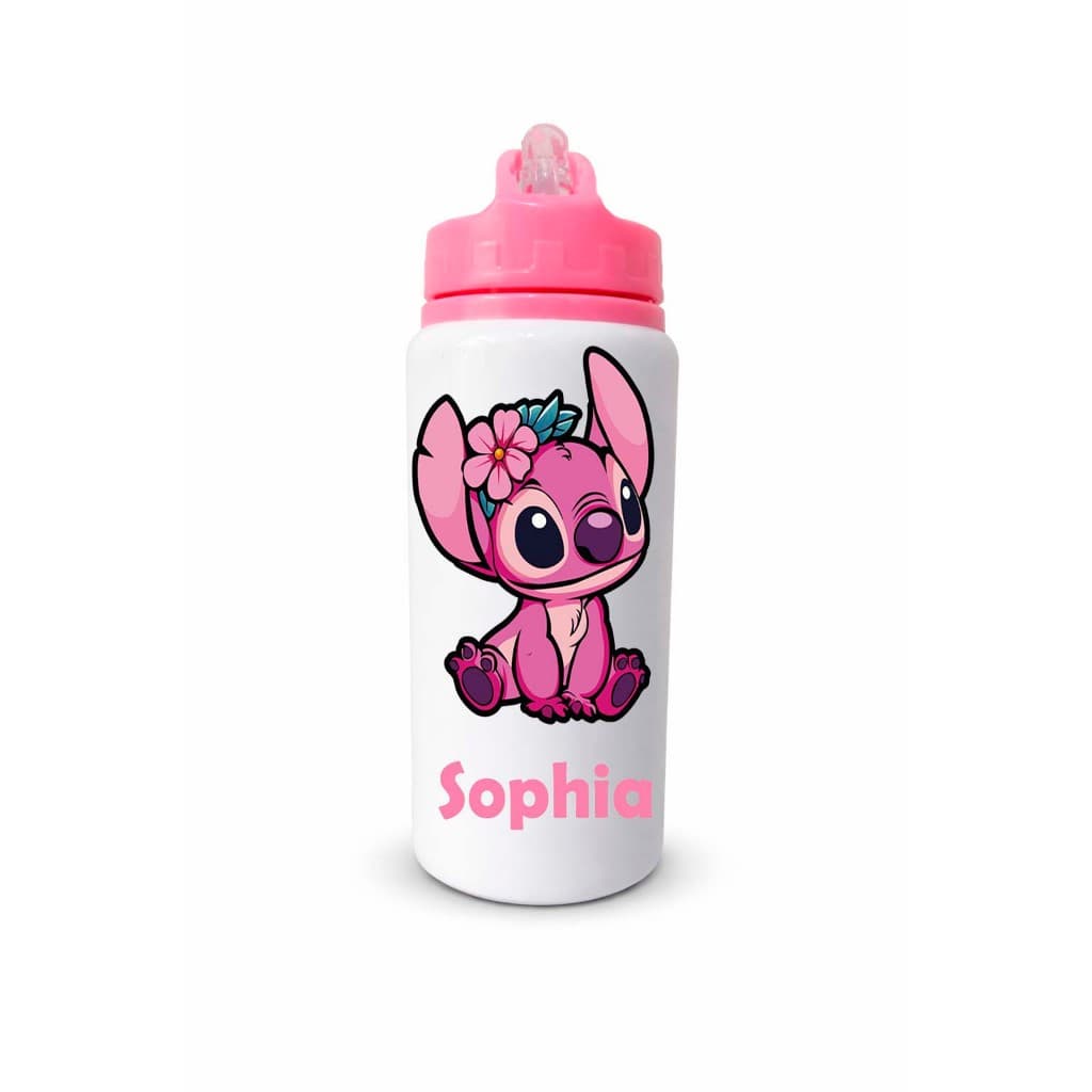 Garrafinha de água personalizada de alumínio canudo 600ml - nome - infantil