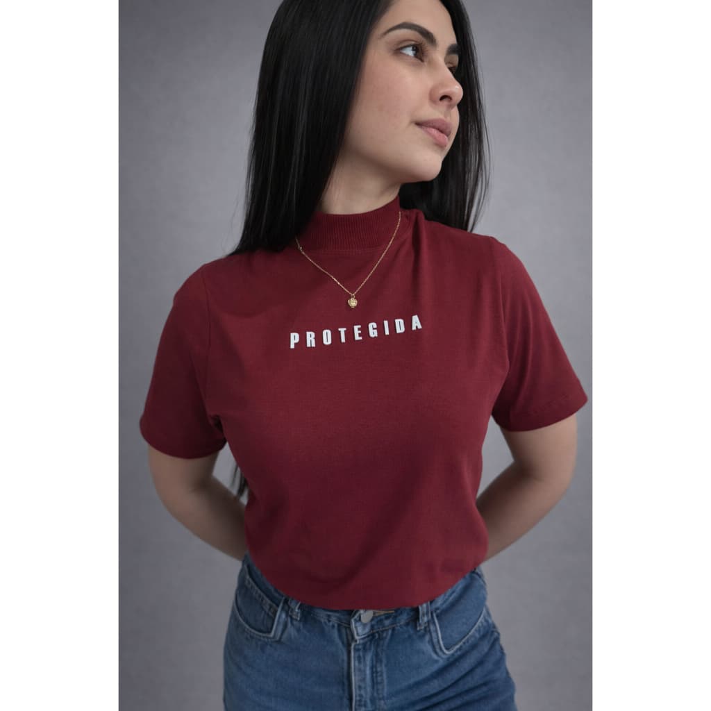 Blusa Gola Alta T-shirt Feminina 100% Algodão Estilosas Cristãs