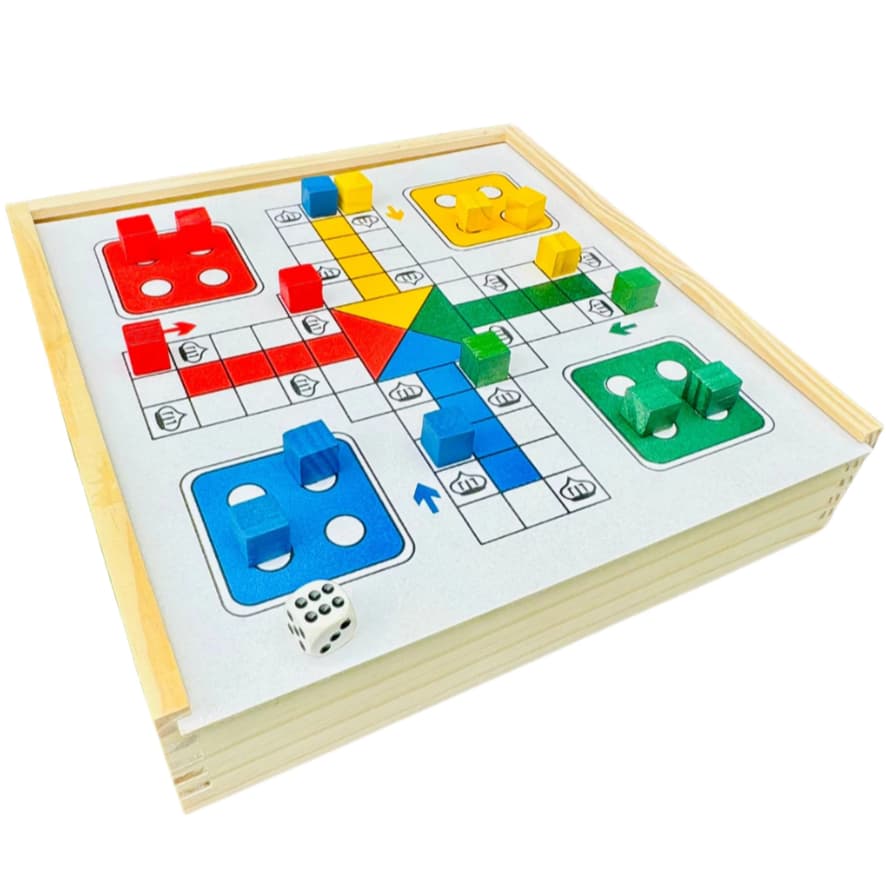 Jogo Educativo 3 em 1 Toy Trade - Ludo, Dama e Velha em Madeira