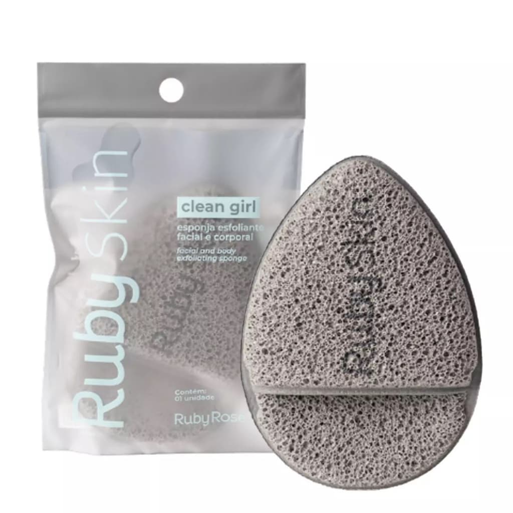 Esponja Esfoliante Facial Ruby Rose Clen Girl linha Ruby Skin Rosto e Corpo