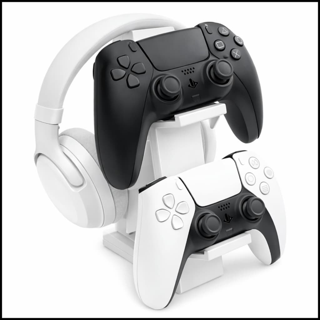 suporte porta controle xbox one x / s ps4 ps5 fone preto mdf