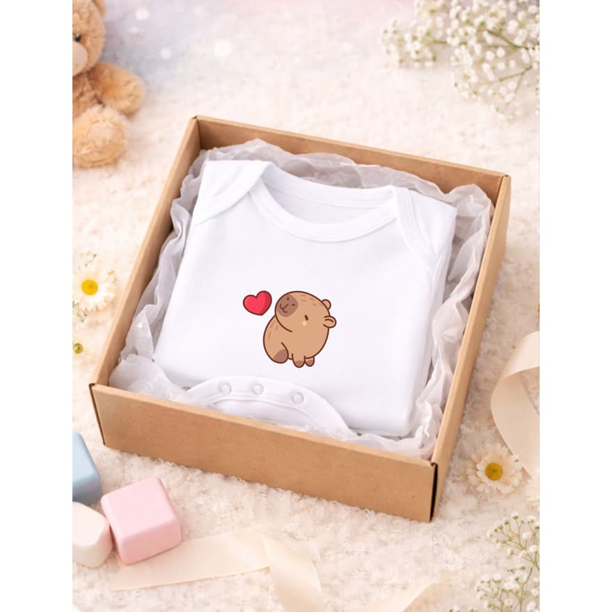 BODY MACACAO BEBE BRANCO CAPIVARA PERSONALISADO UNISSEX 1 A 12 MESES