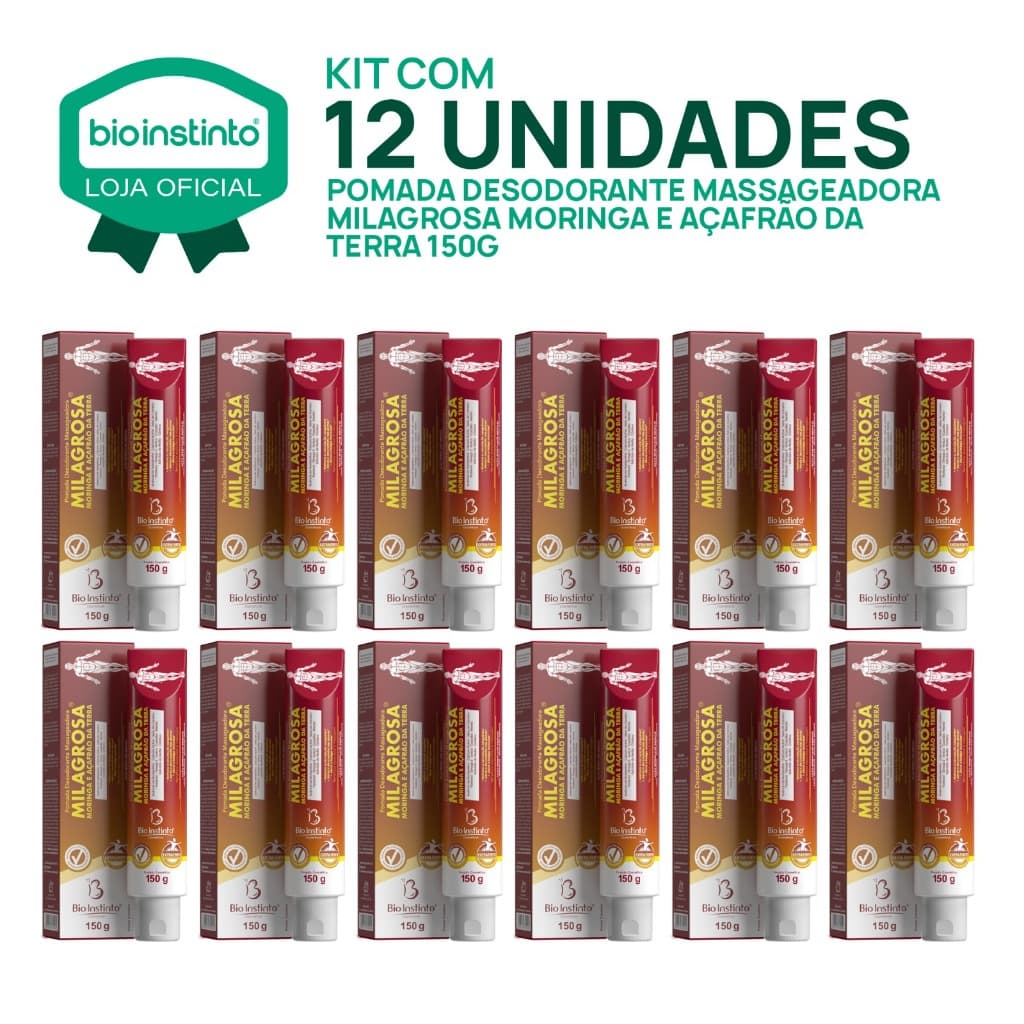12 UN POMADA MILAGROSA 150g massageadora Açafrão Bio instinto dores  musculares, academia, atleta
