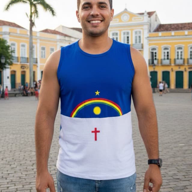 Regata camiseta masculina algodão bandeira de Pernambuco