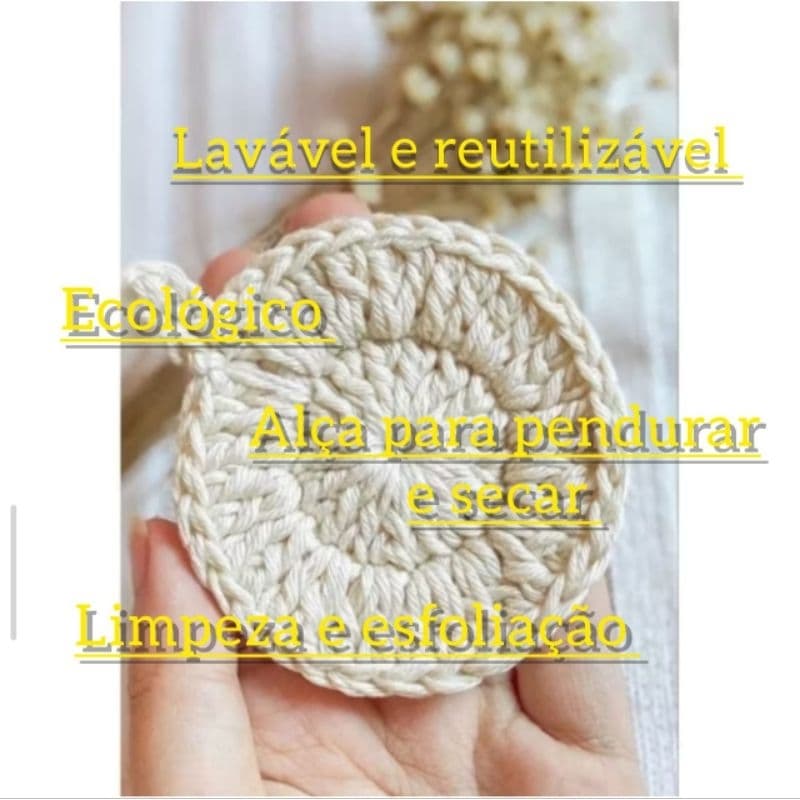 Ecopads de croche skinkare demaquilante artesanal ecológico lavavel