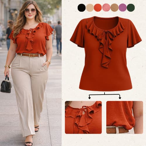 BLUSA FEMININA ELEGANTE SOCIAL TENDENCIA BLUSAS FEMININAS TECIDO DUNA BABADO MODA CASUAL ALTA QUALIDADE BARATO DIA A DIA