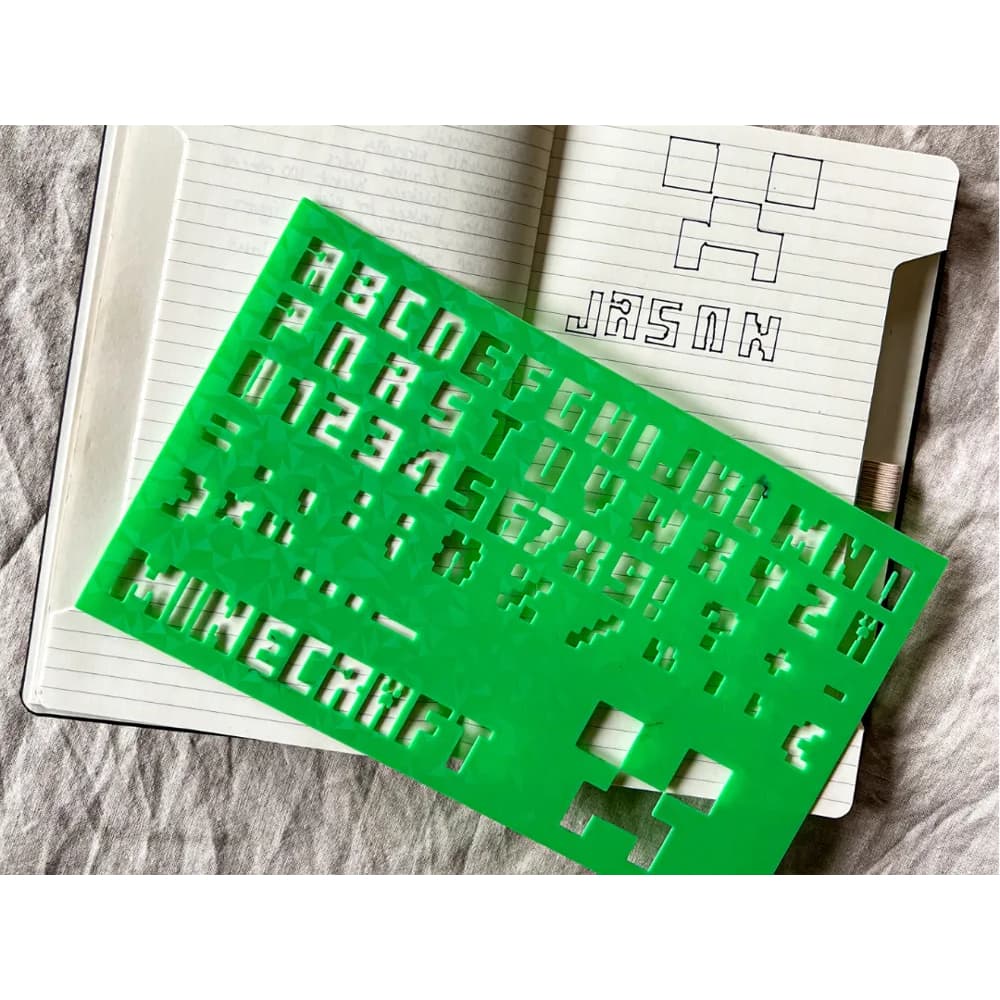 Régua Estêncil ⛏️ Minecraft Molde Letras e Números - Material Escolar e Desenho Infantil 💚