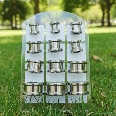 kit alargador aço prata 6mm 8mm 10mm 12mm 14mm 16mm inox rosquear prateado unissex