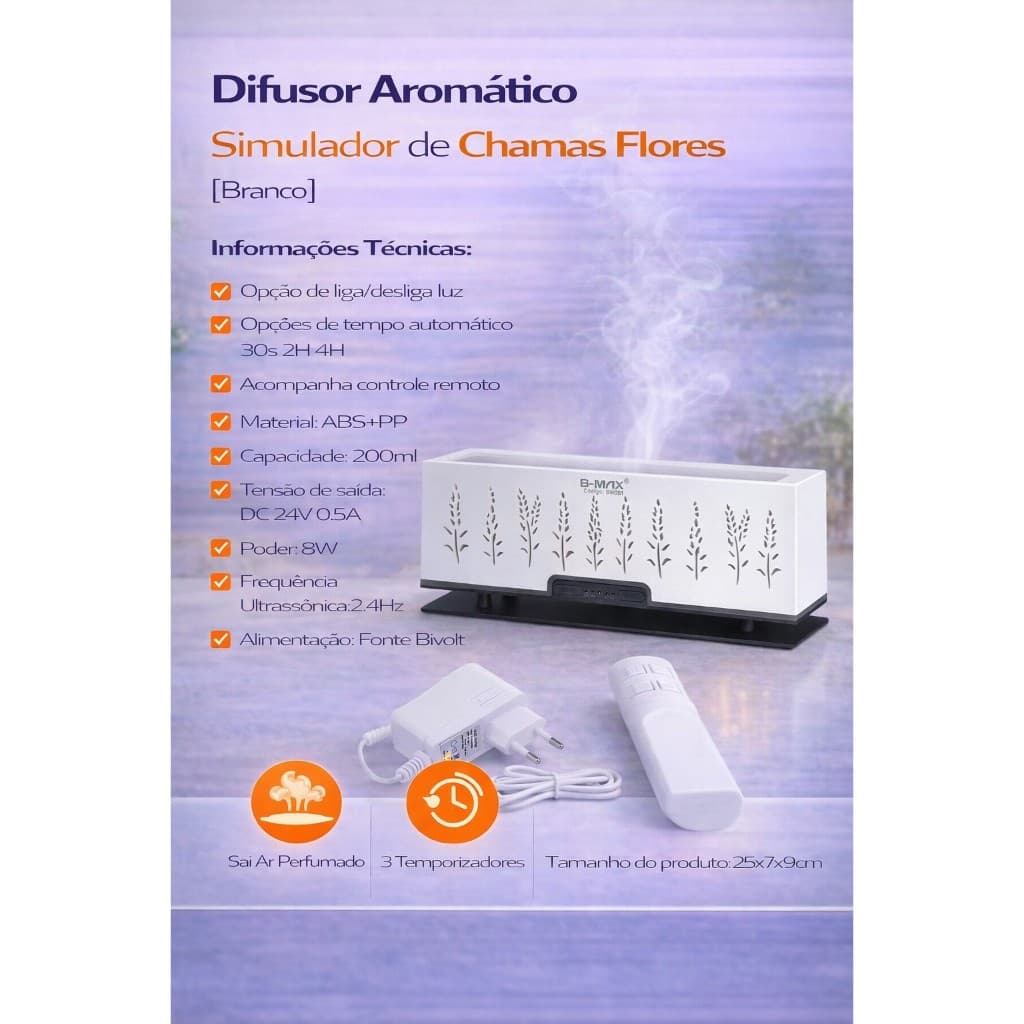Difusor Aromático Simulador de Chamas Flores [Branco]