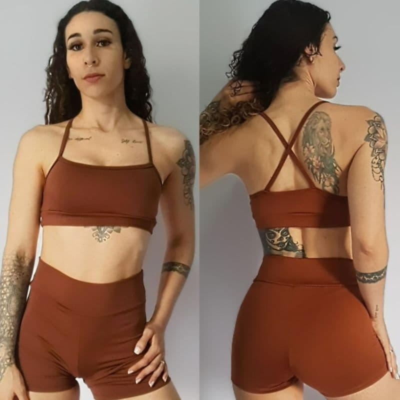 Conjunto Fitness – Short & Top com Forro Suplex Premium Look Academia Cores Lisas