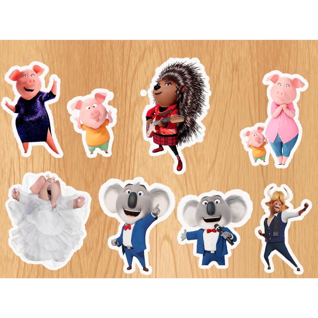 Recortes Sing - Topper - Aplique - Decoração Para Tubete - Latinha - Caixinha - Cupcake Festa SING