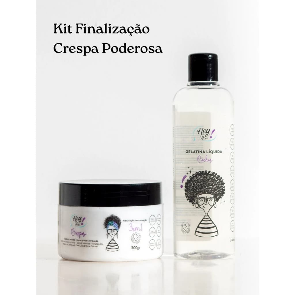 Kit Finalização Hey you - Máscara 3 em 1 + Gelatina FixaBrilho | Hidratação, Reconstrução e Cuidado