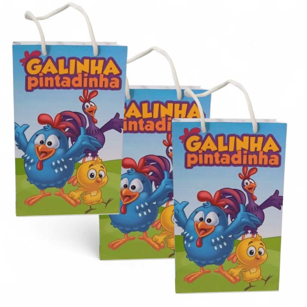 Sacolinha Personalizada GALINHA PINTADINHA Lembrancinha Festa PEGUE E MONTE - Tamanho P