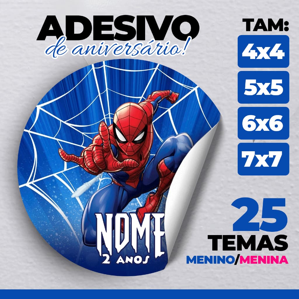 100 Adesivos Aniversário Infantil - 4x4 5x5 6x6 7x7 - 25 Temas Menino(a) Personalizado Nome + Idade