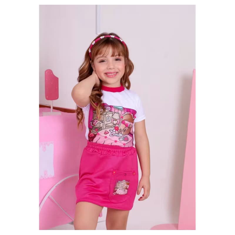 conjunto blogueirinha verão bobie menina infantil tamanhos 2/4/6/8/10
