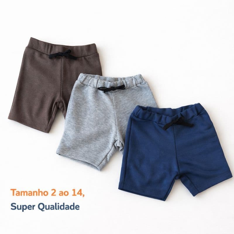 Kit 3 Bermuda Short Menino Moletinho 100% Algodão Super Qualidade