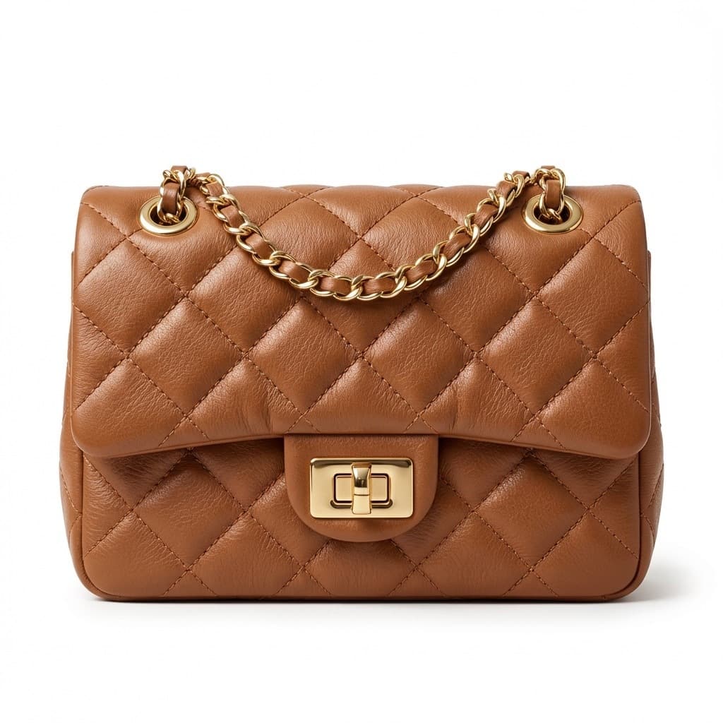 Bolsa Feminina de Couro Legítimo Caramelo Vittal Cecilia Transversal Elegante