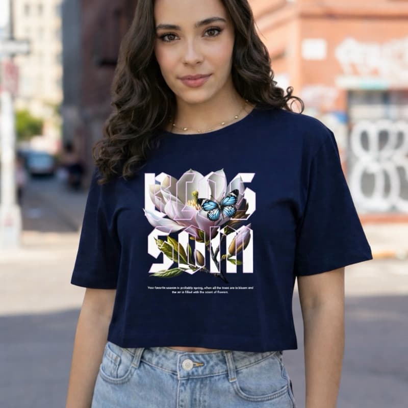 Cropped Oversized 100% Algodão Gold Pima - Blusa Feminina Estampada Streetwear/BlosSom