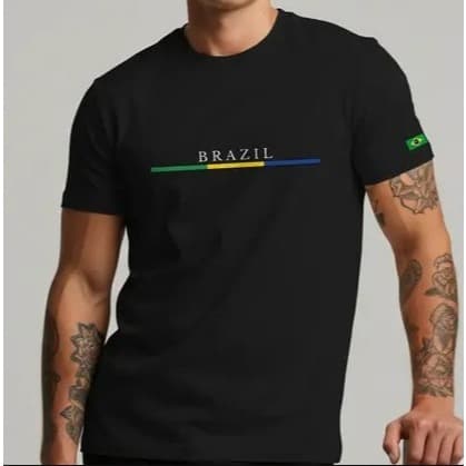 Camiseta Estilosa Brasil Copa do Mundo Tecido Algodão Leve e Confortável