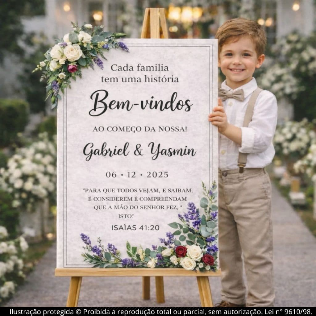 Placa Quadro Decorativo Personalizado Casamento Bem-Vindos Floral Rústico Nome Data Entrada Festa
