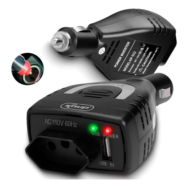 Inversor Veicular Knup KP-552 12V para 110V/220V ATENÇÃO: LEIA TODO O ANÚNCIO ANTES