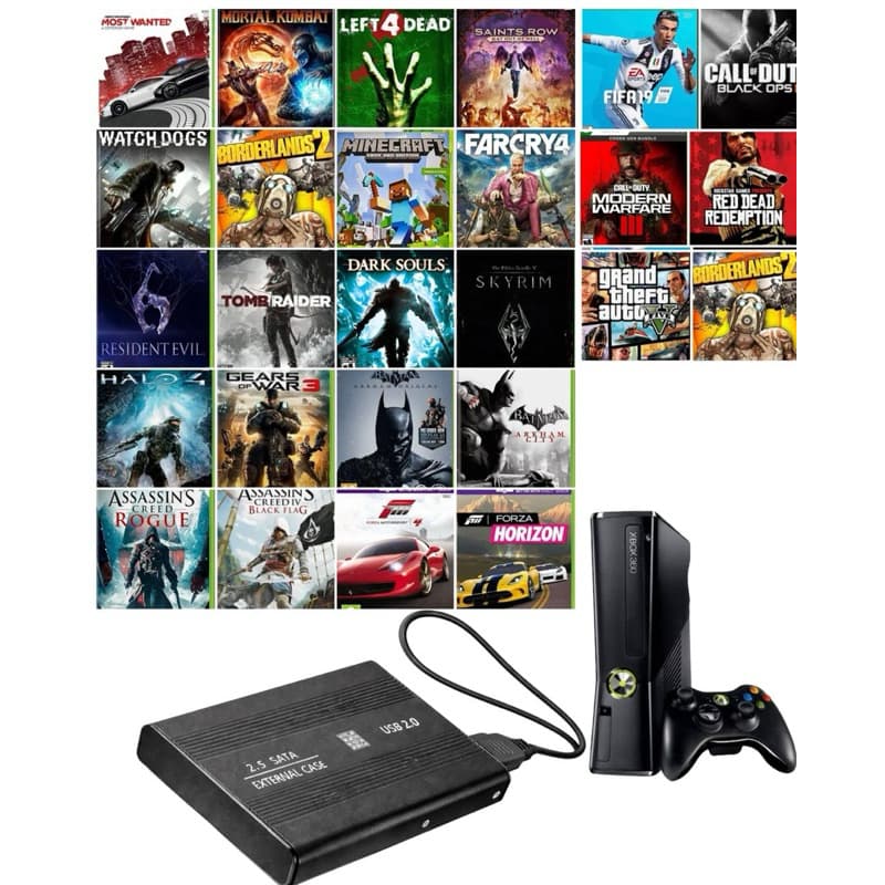 HD Externo Xbox 360 + 67 Jogos (Só Conectar e Jogar) - Compatível com Todos os Modelos