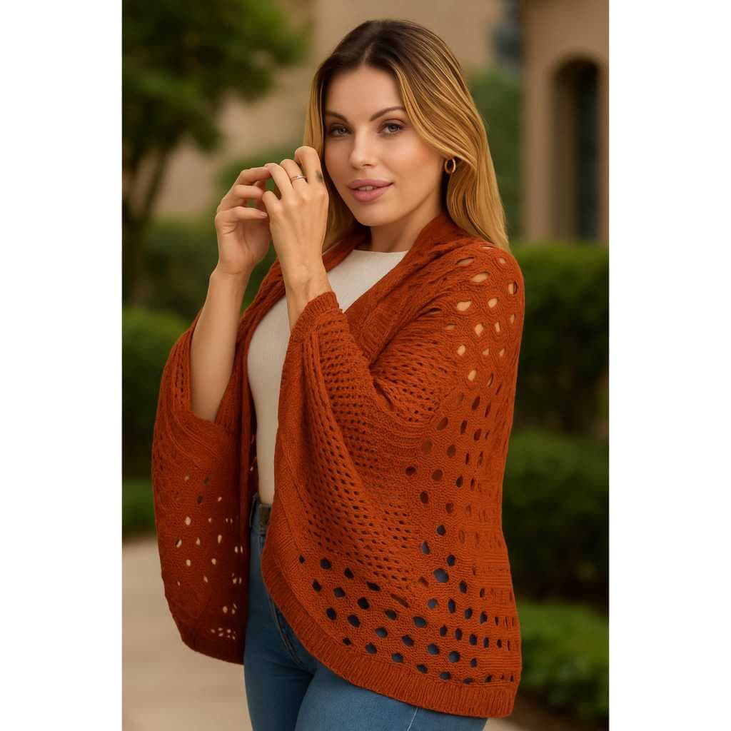 Colete Casaco Kimono Capa Blusa Inverno Delicado Inverno Frio TRICOT TAMANHO ÚNICO - PLUS SIZE