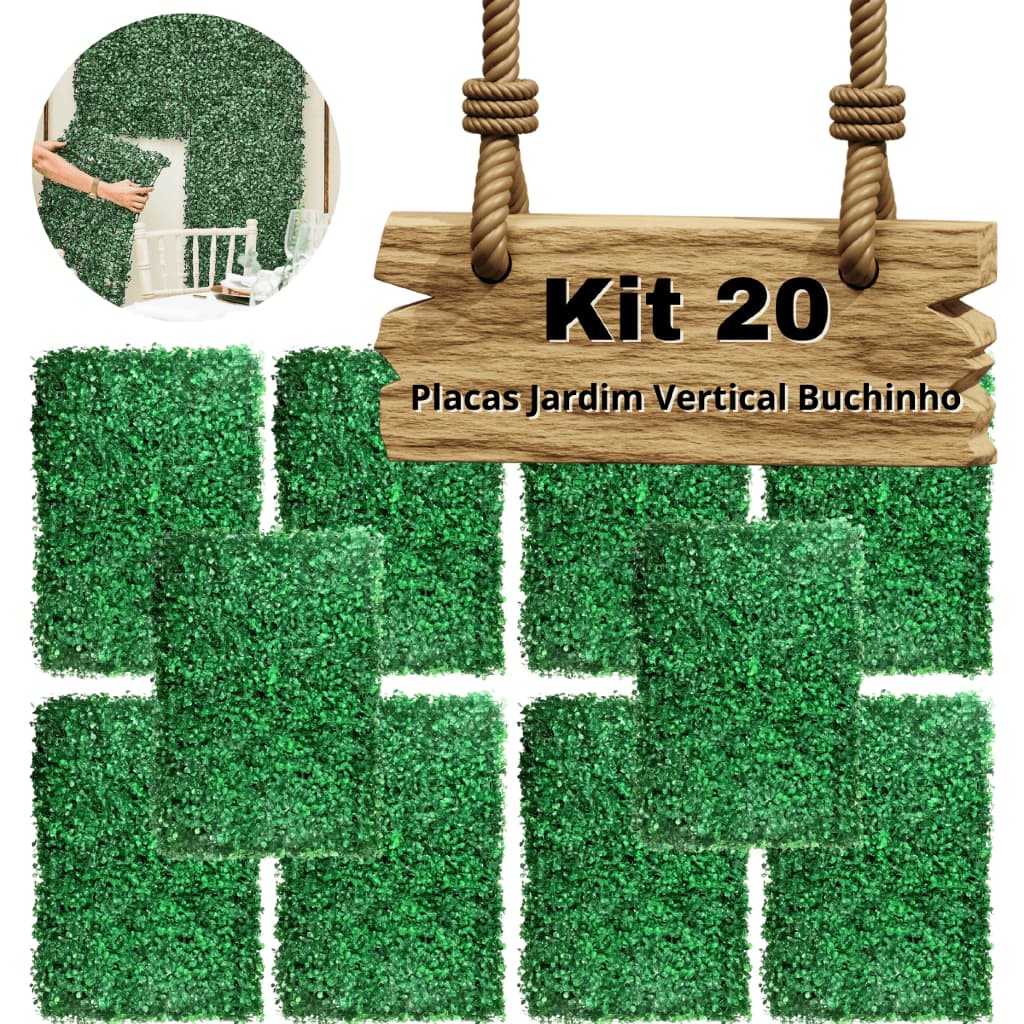 Kit 20 Placa Buchinho Grama Artificial Parede Muro Inglês Vertical Cheio Ótima Qualidade