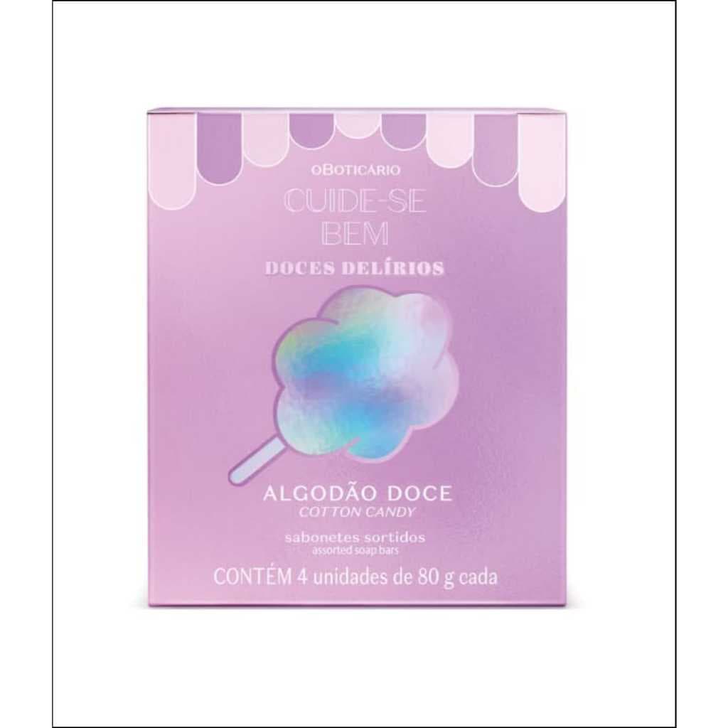 Kit Sabonetes Em Barra Sortidos Cuide-se Bem Doces Delírios Algodão Doce 4x80g