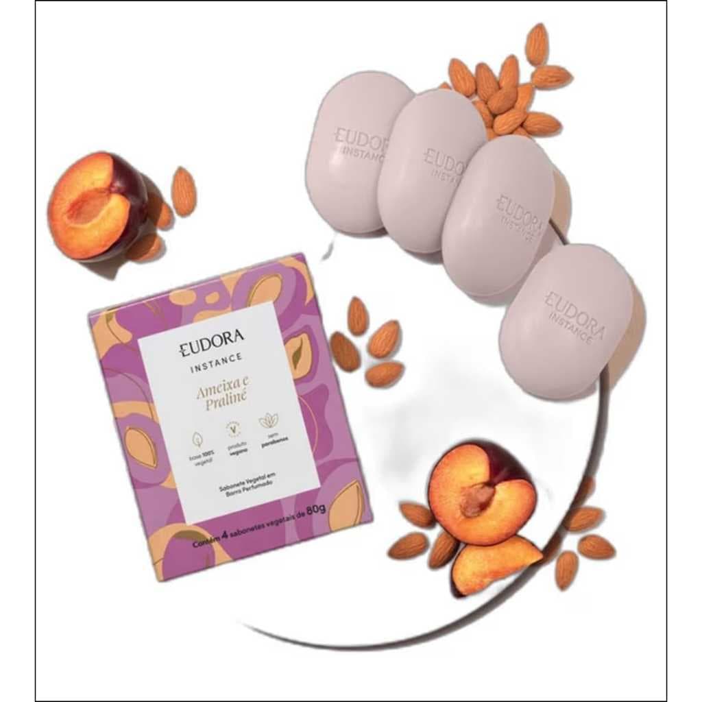 Sabonete Vegetal em Barra Perfumado Instance Ameixa e Praliné 4x80g