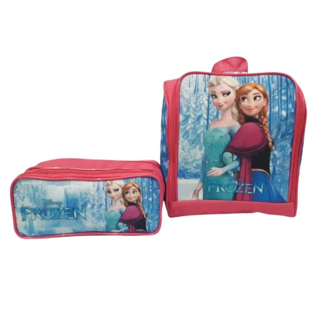 Kit Lancheira Térmica Infantil Escolar + Estojo Escolar 2 Divisão Frozen Porta Lápis para Menina