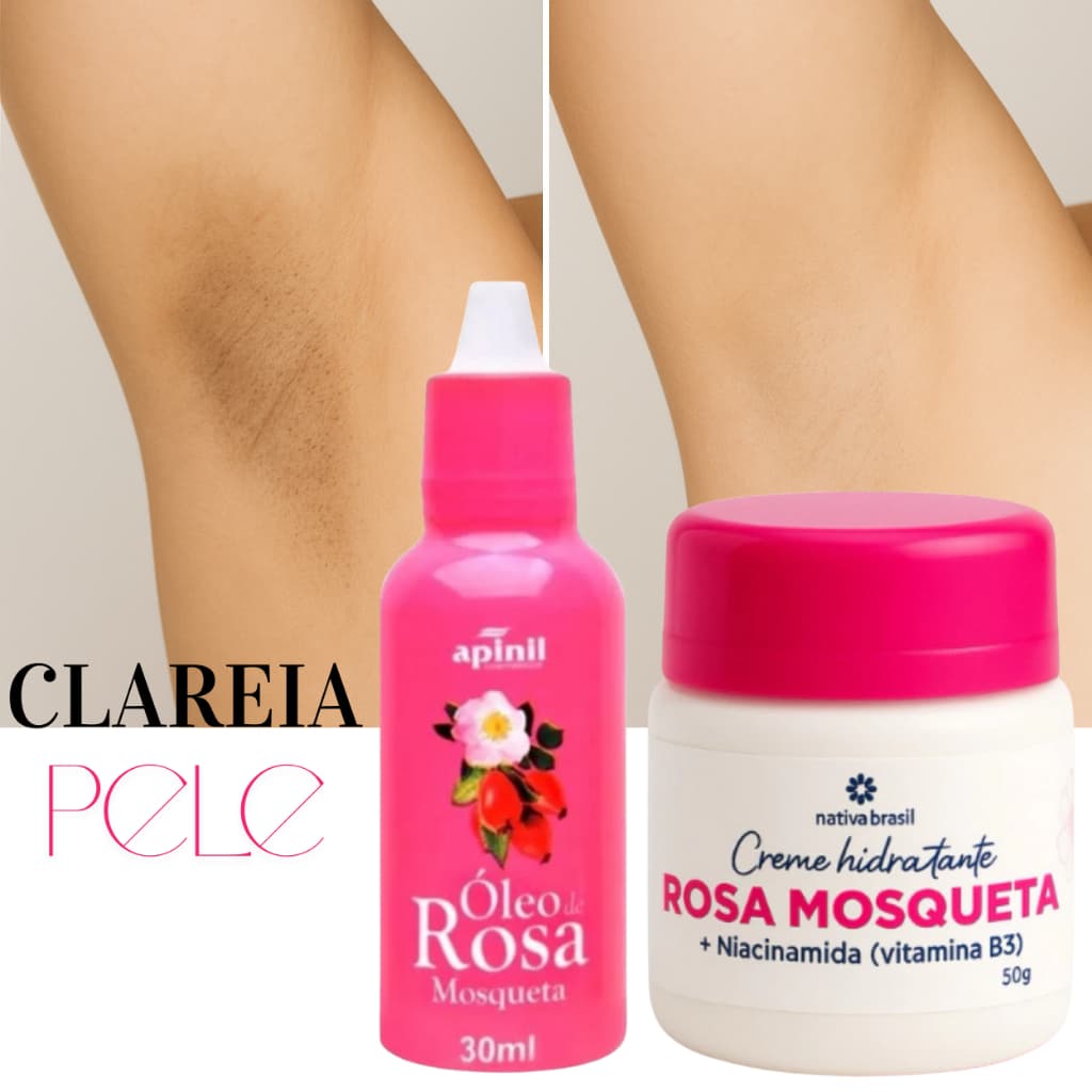 Kit Creme Pomada Rosa Mosqueta Clareadora + Oleo Rosa Mosqueta