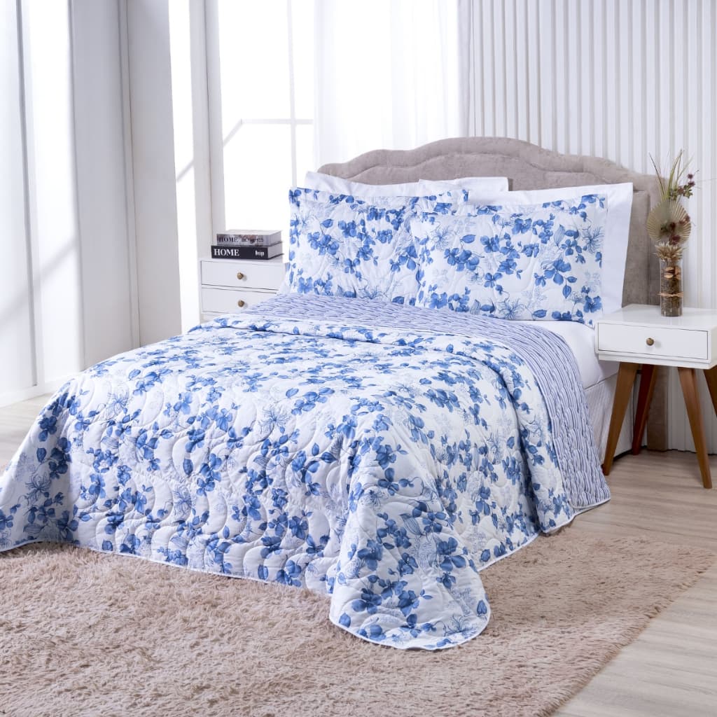 Kit Cobre Leito Colori 3 Peças Cama Queen Solteiro 2 Peças Percal 200 Fios DuplaFace Varias Estampas