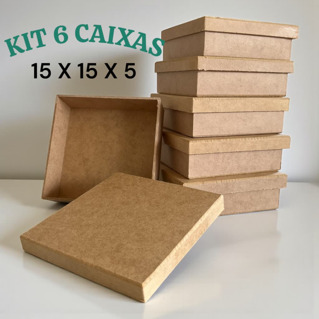 KIT 6 caixas 15x15x5 MDF Cru
