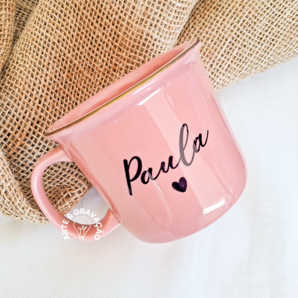 Caneca Cerâmica Rosa Personalizada com Nome