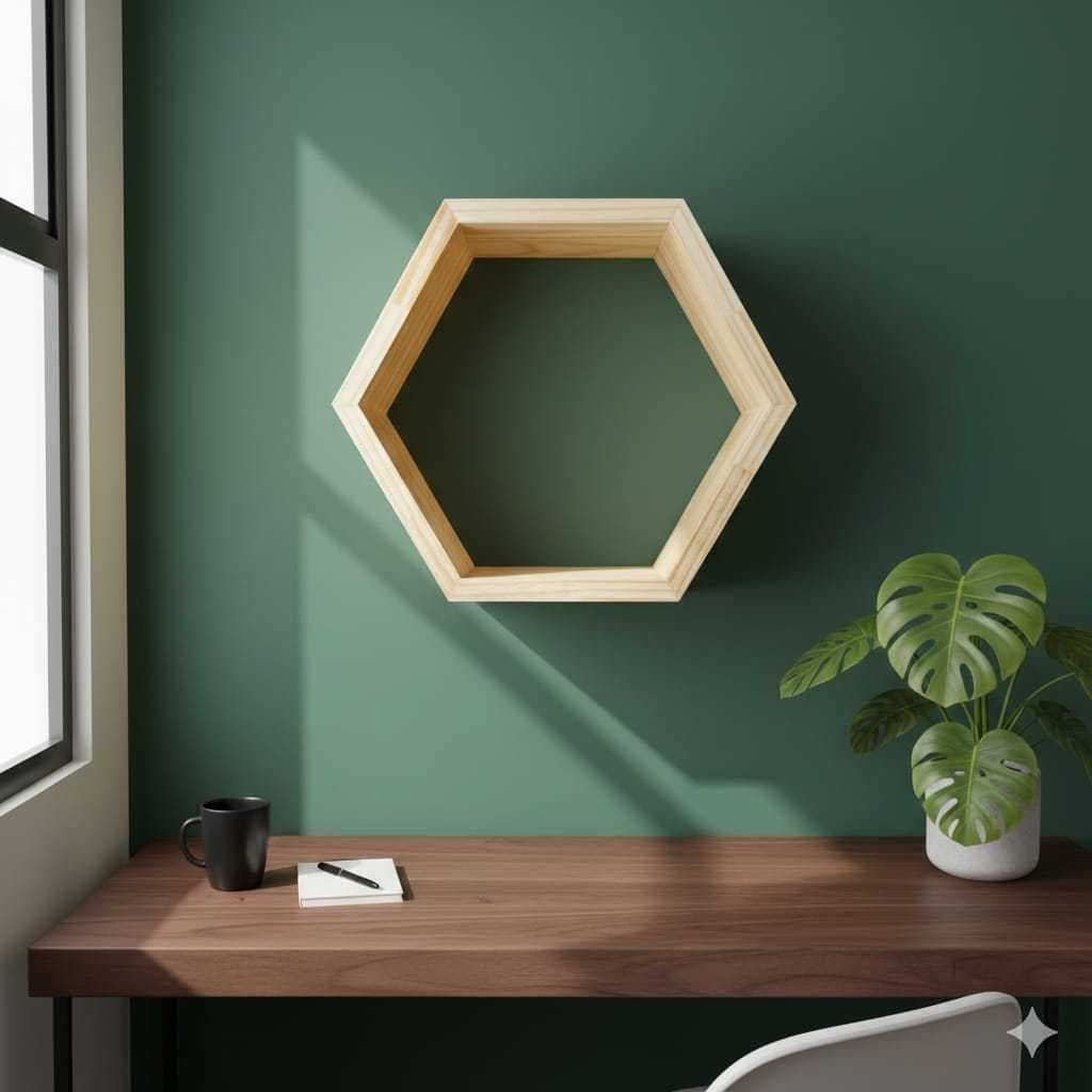 Nicho Decorativo Hexagonal em Madeira