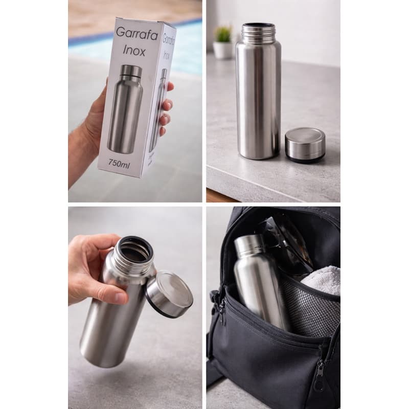 Garrafa Inox 750ML Tampa Com Vedação