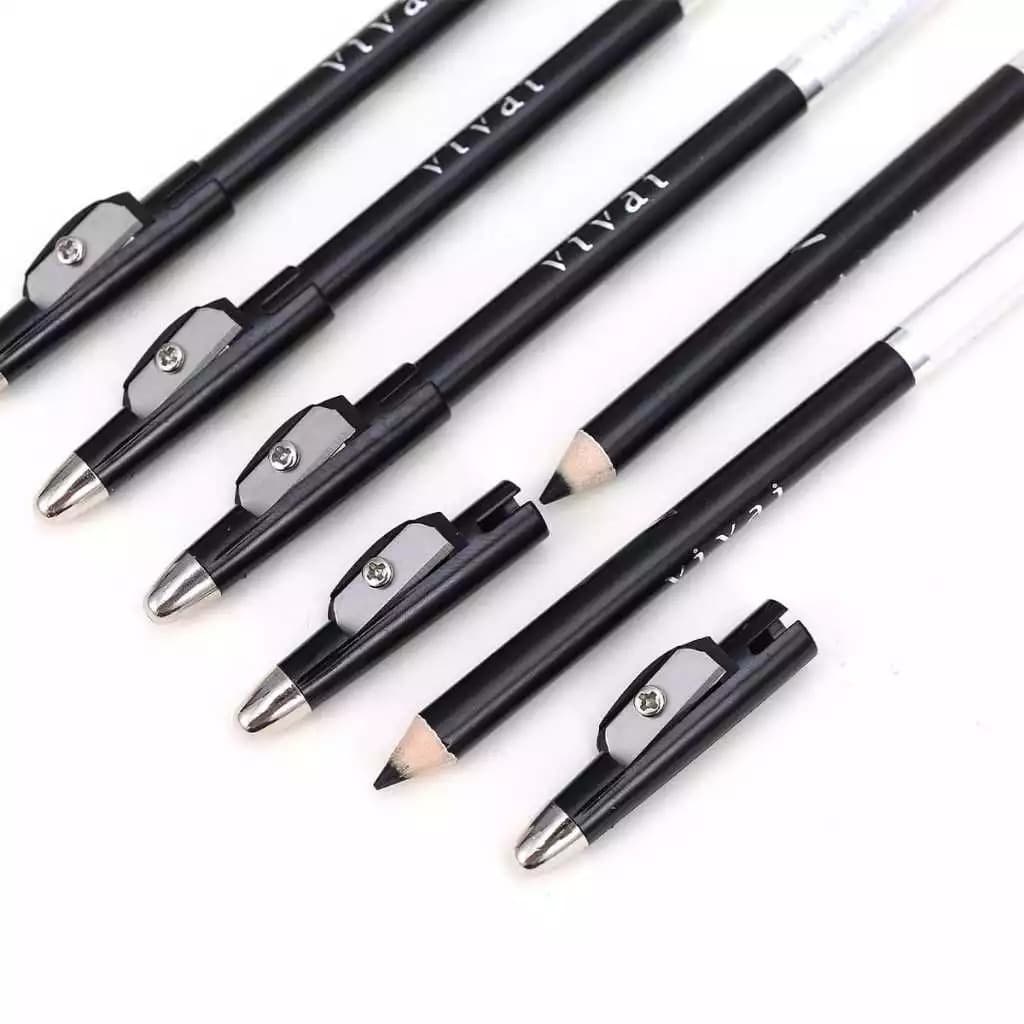 Lápis de Olhos Vivai 2 em 1 Preto e Branco Com Apontador/ Lapis de Olho Para Maquiagem