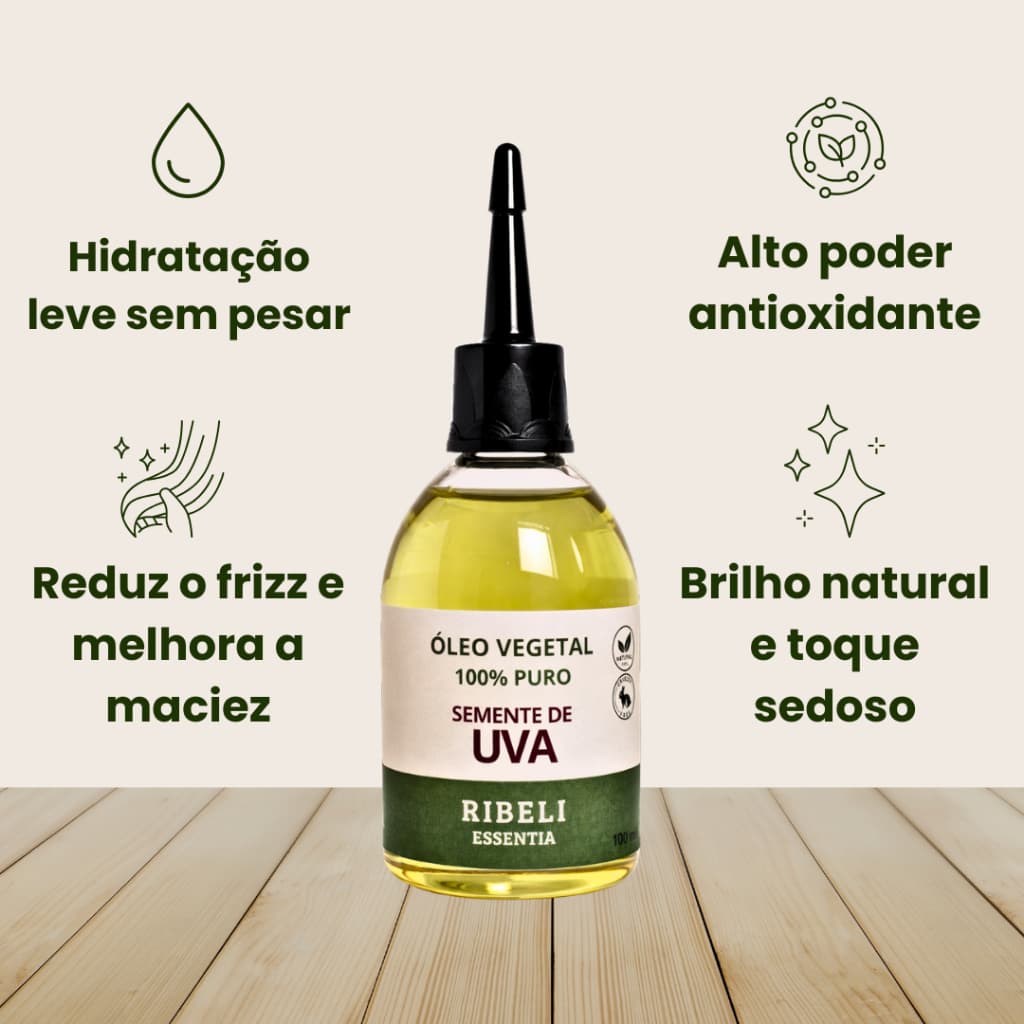 Óleo Vegetal Para Cabelo de Semente de Uva 100% Puro