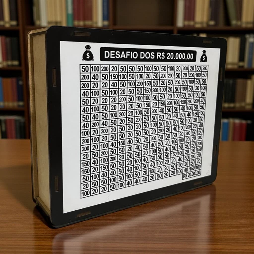 Cofre Econômico Desafio 10 Mil 20 mil– MDF Cru Adesivado