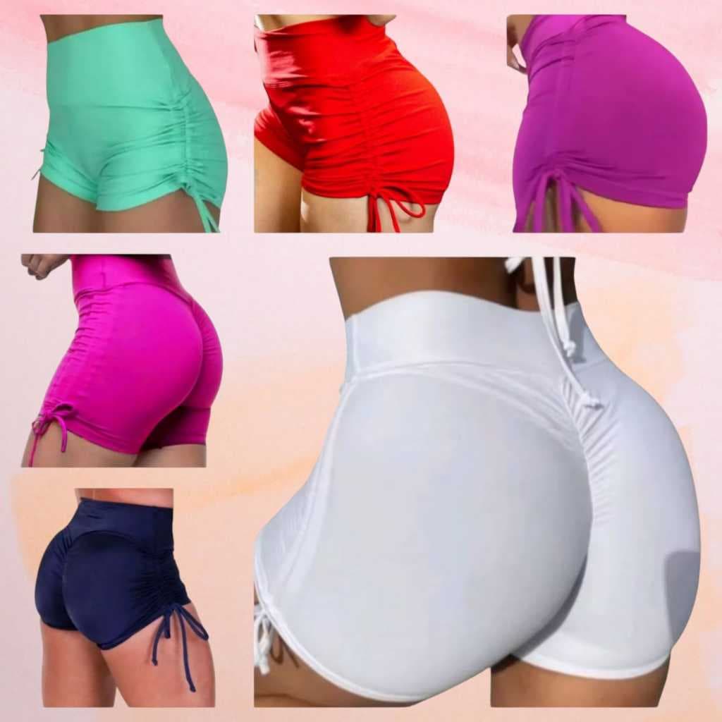 Kit Shorts Hot Pants  Fitness Praia Empina Bumbum Cordinha na Lateral