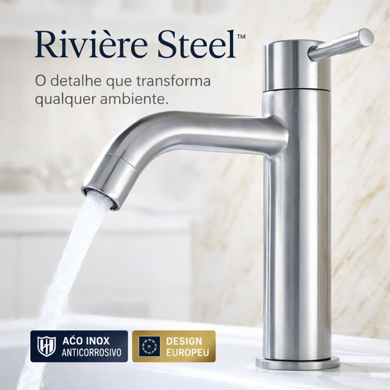 Torneira Mesa Banheiro Cozinha Aço Inox Escovado Anticorrosivo