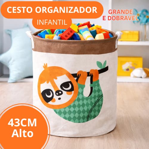 Cesto Organizador Dobrável Multiuso para Roupa Suja, Brinquedos e Casa